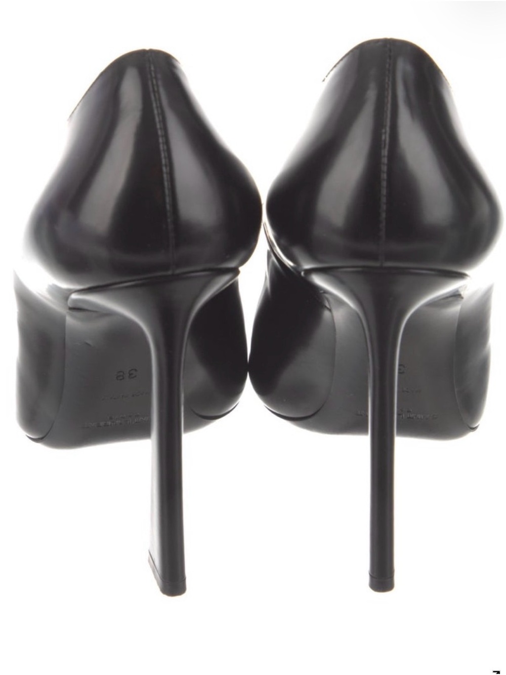 Saint Laurent Black Leather Pump with Gold Chain Accent - Picture 7 of 7